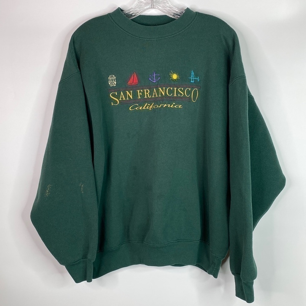 Vintage H.L. Miller Gold San Fransisco Green Crewneck Sweatshirt Size XL Grunge